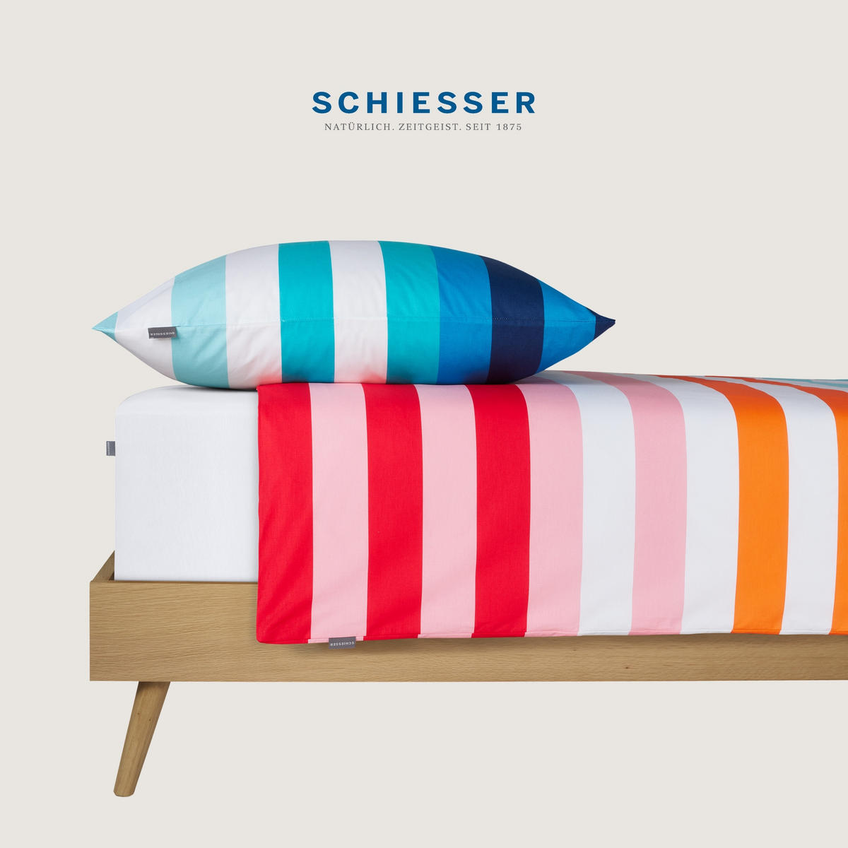 BETTWÄSCHESET Happy Stripe - Renforcé - 2-teilig - 135 x 200 cm - Türkis - Türkis, Textil (135/200cm) - SCHIESSER