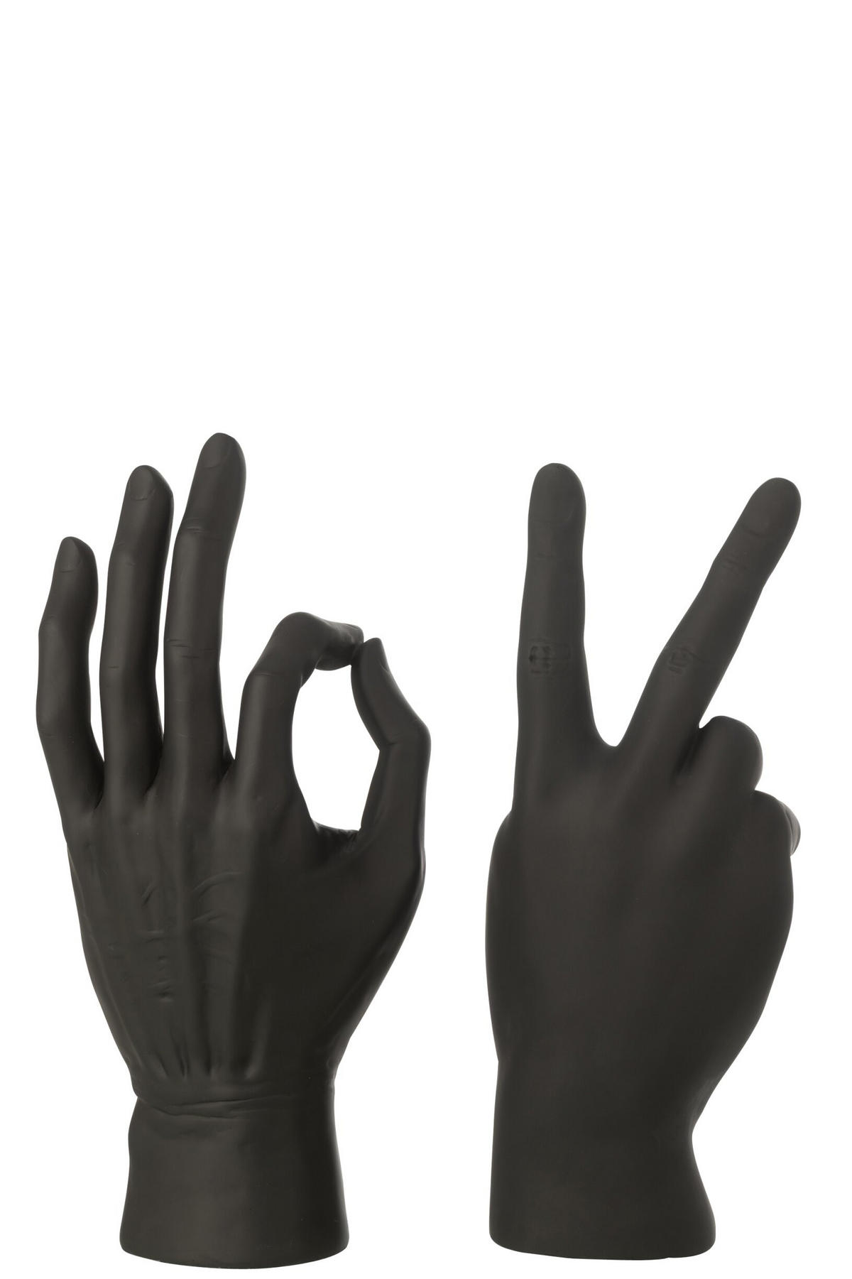 FIGUR ZEINCHENSPRACHE (2ER SET) - Schwarz, Glas/Naturmaterialien (10.5/36/16cm) - J-Line