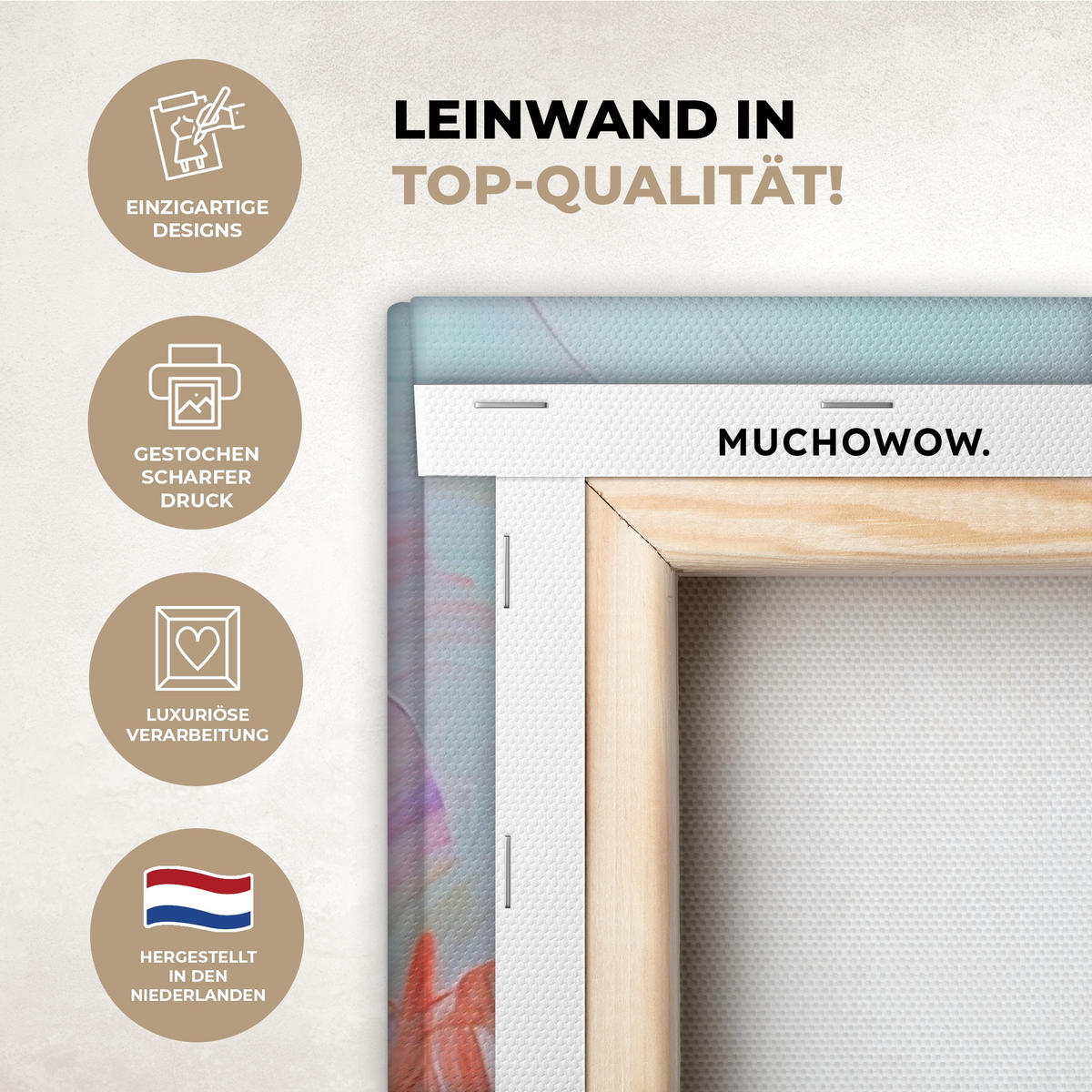 LEINWANDBILD Ölgemälde - Kunst - Abstrakt - Farbenfroh 90x90 cm - Altrosa, Textil (90/90cm) - MuchoWow