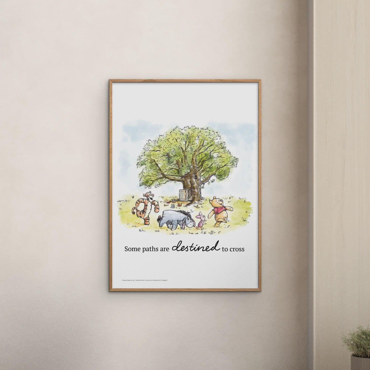 POSTER mit Rahmen Disney - Winnie the Pooh - Tree Gathering Print - Eichefarben/Multicolor, Holz/Papier (30/40cm) - Poster&Frame