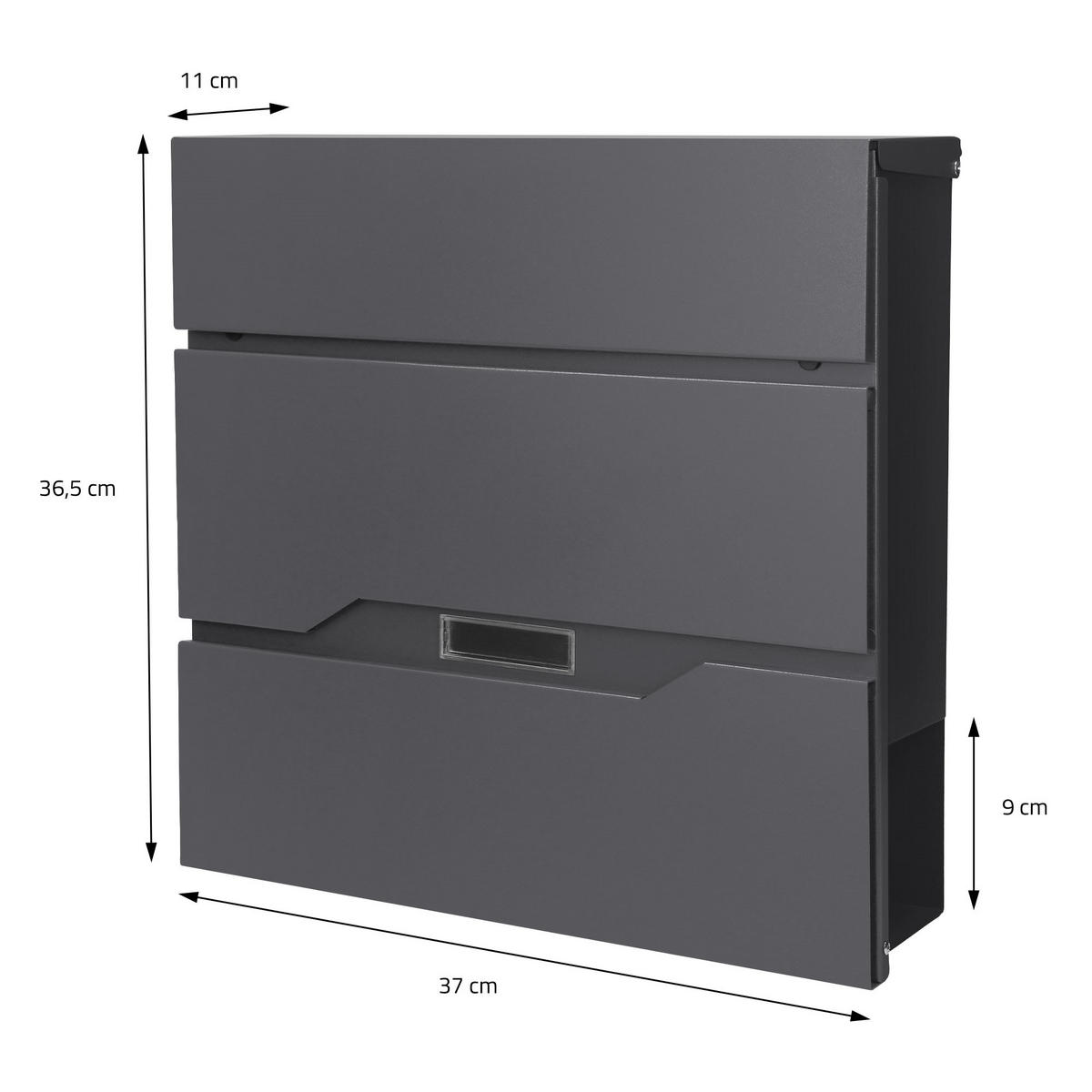 BRIEFKASTEN Anthrazit mit bepflanzbarem Ständer - Anthrazit, Metall (120cm) - ML-DESIGN