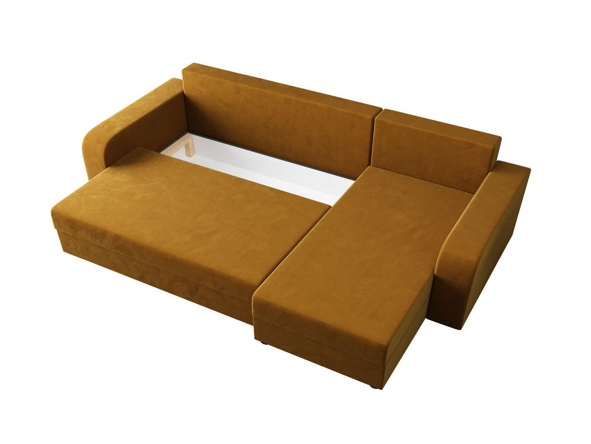 ECKSOFA HEWLET L BIS Itaka 33 Rechts mit Schlaffunktion - Currygelb, Textil (240/140cm) - Bedante