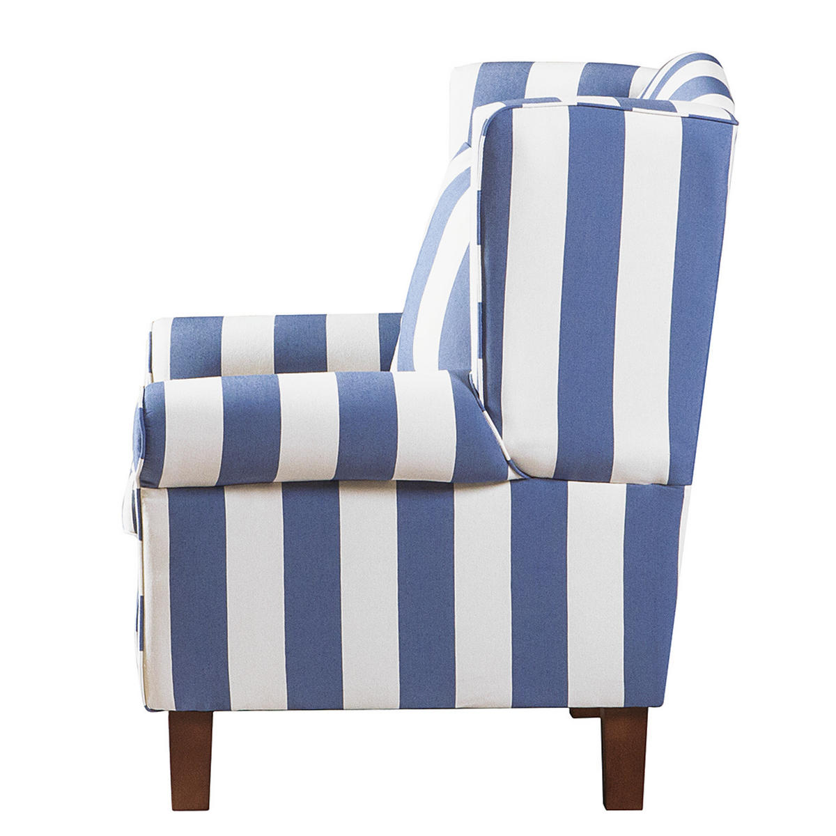 SESSEL ohne Hocker - Webstoff - Blau gestreift - Blau, Holz/Textil (78/95/78cm) - home24