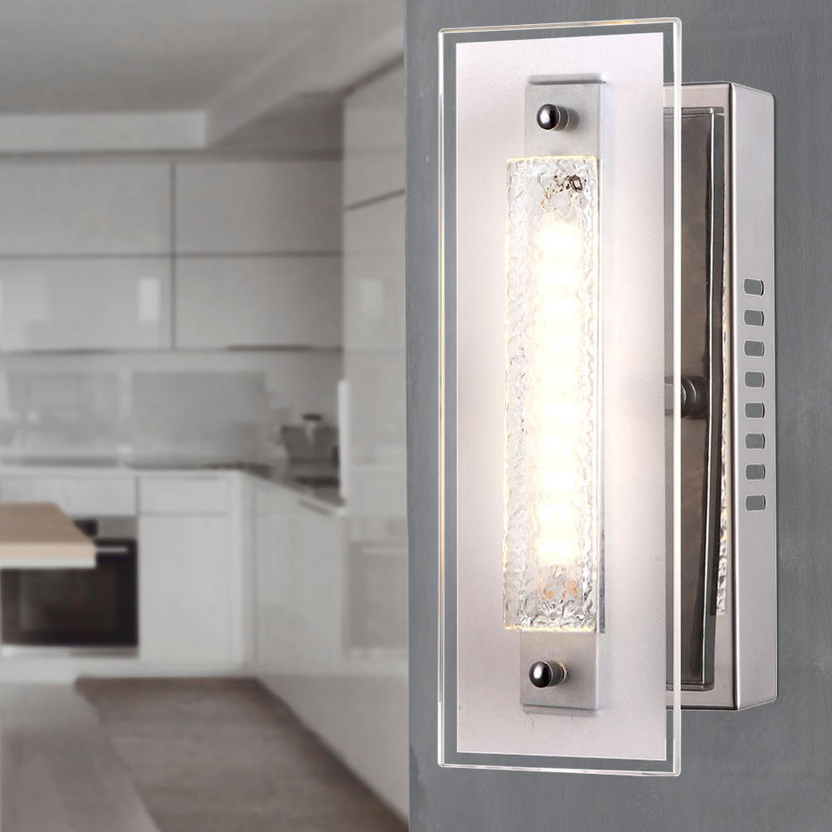 LED WANDLEUCHTE Metall Silber Kristalloptik - Silberfarben, Glas (8/23/11.5cm) - Globo Lighting