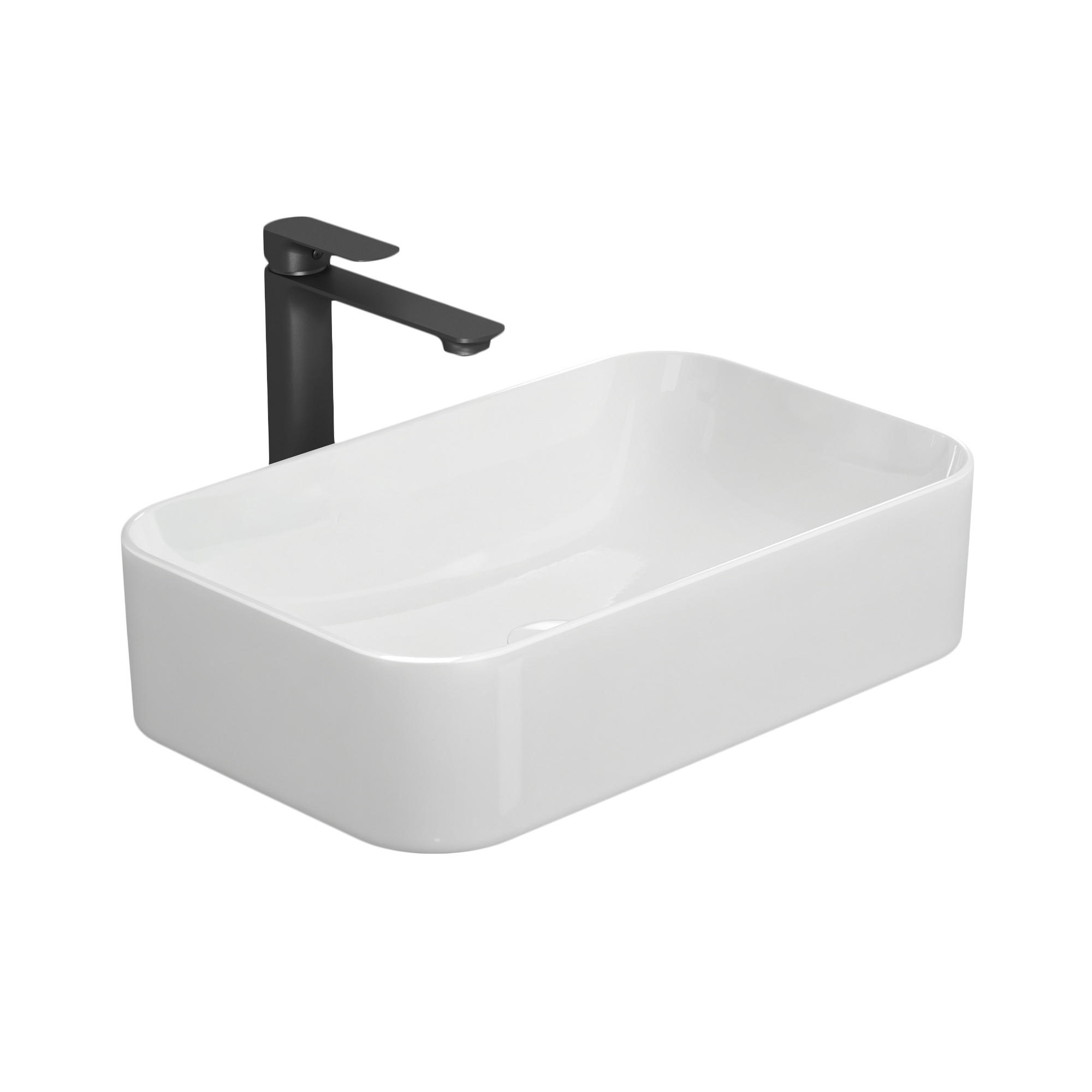 UMYVADLO na desku, keramické, bílé, 61/38 cm - vysoce lesklá bílá, keramika (60.5/15/60.5cm) - EMKE