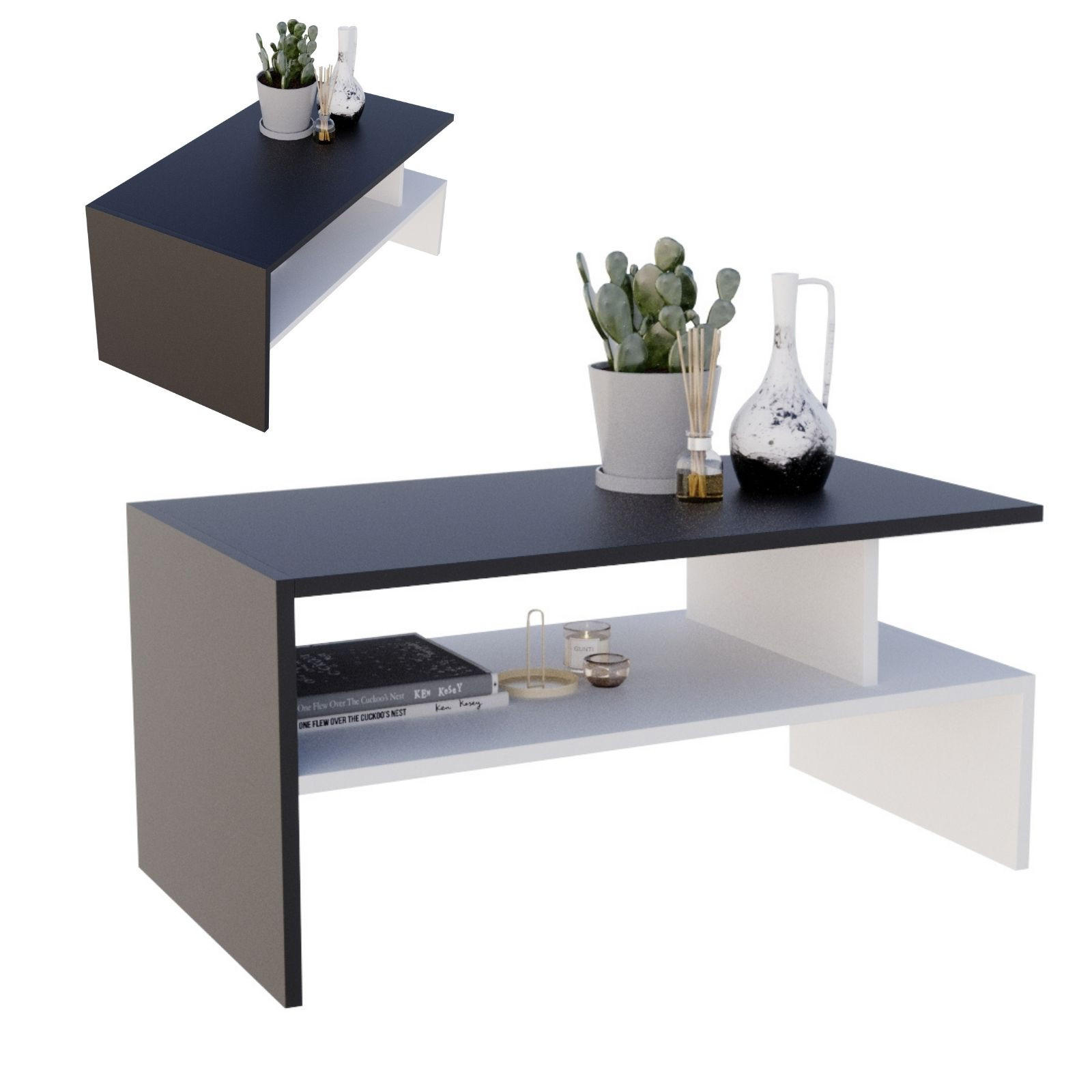 COUCHTISCH Jula_SK 50/45/93 - Schwarz/Weiß, Holzwerkstoff (93/50/45cm) - RAUMHIRSCH FURNITURE