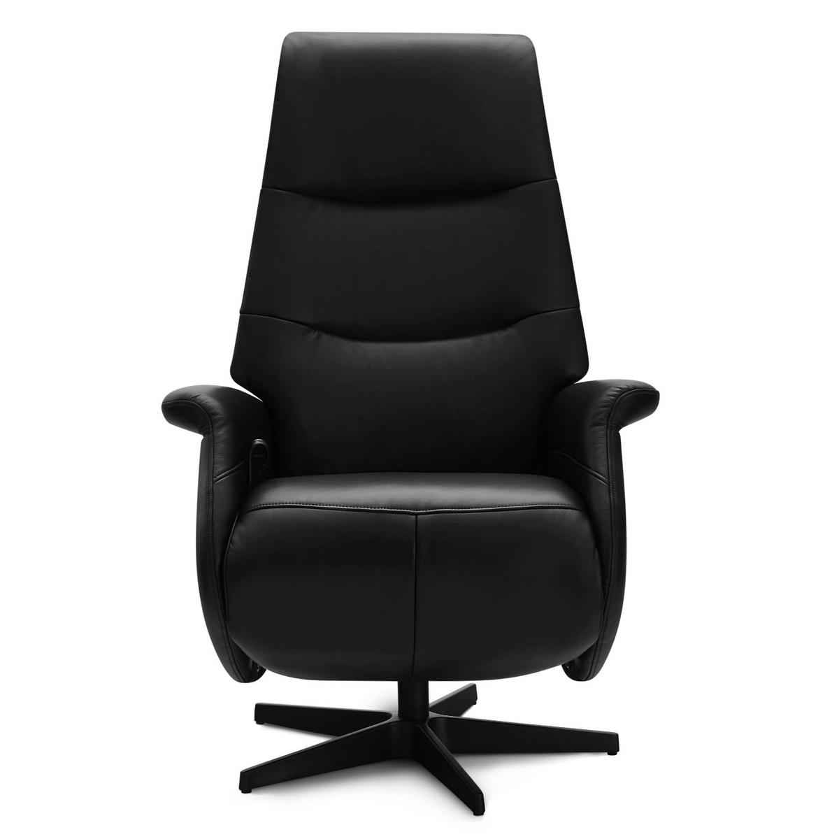 RELAXSESSEL Echtleder Schwarz - Schwarz, Leder/Metall (90/114/79cm) - Furnhouse