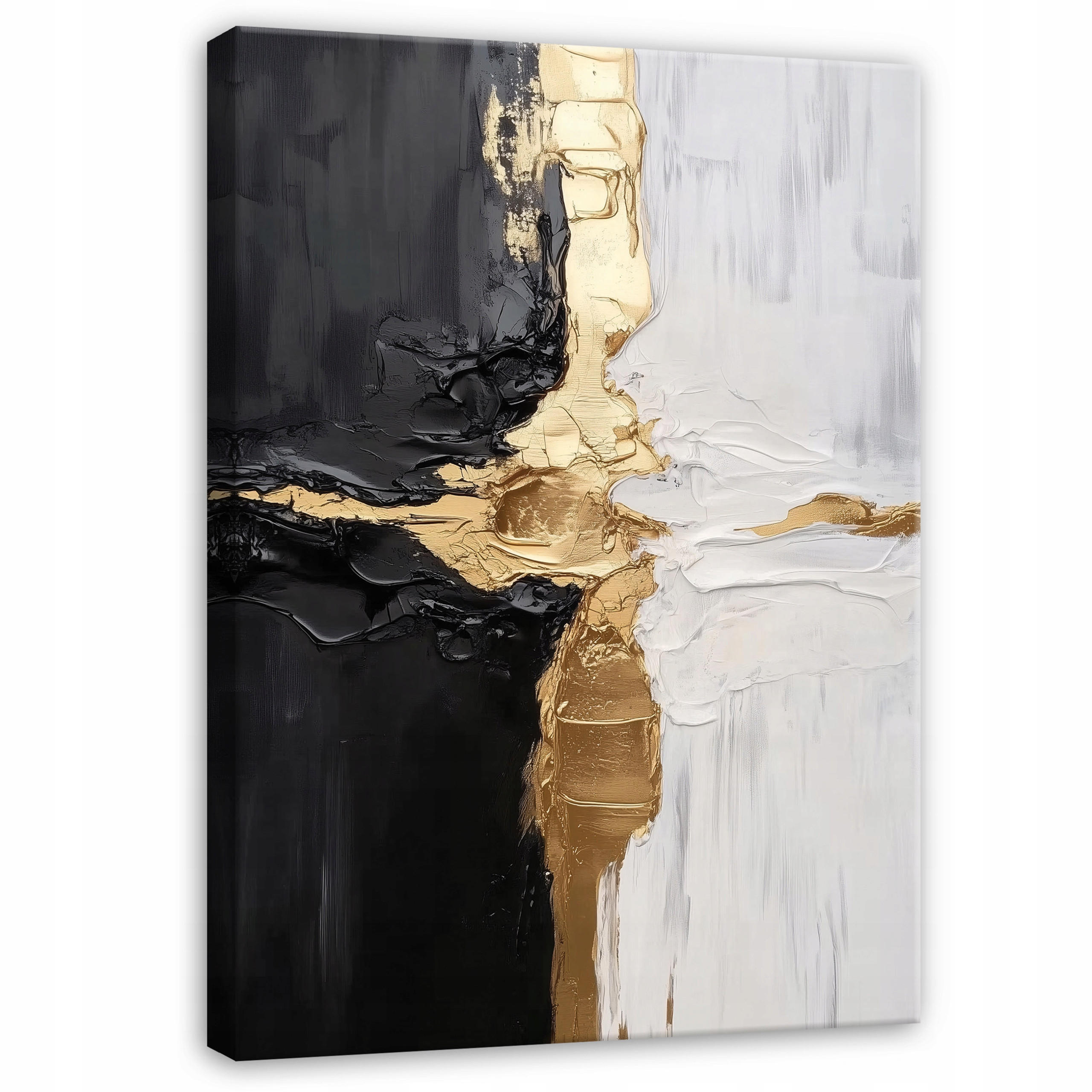 LEINWANDBILD Abstrakt Grau Gold Schwarz Modern 60x40 - Multicolor, Holzwerkstoff (40/60cm) - Wallarena