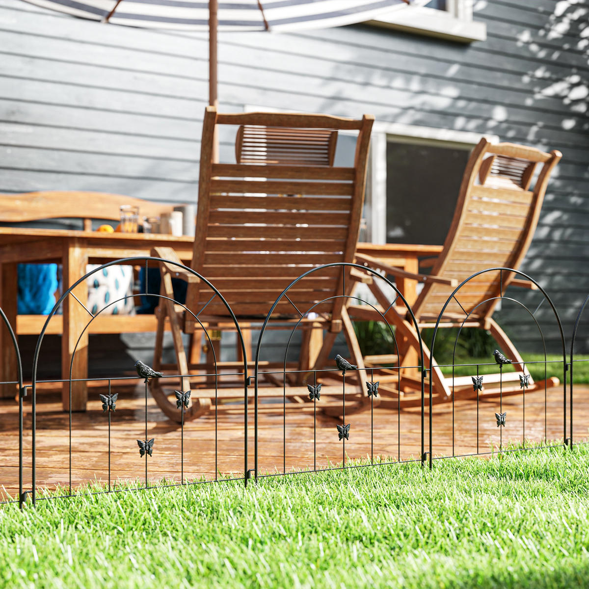 GARTENZAUN 5er Set Stahl Schwarz - Schwarz, Metall (1/70cm) - Outsunny