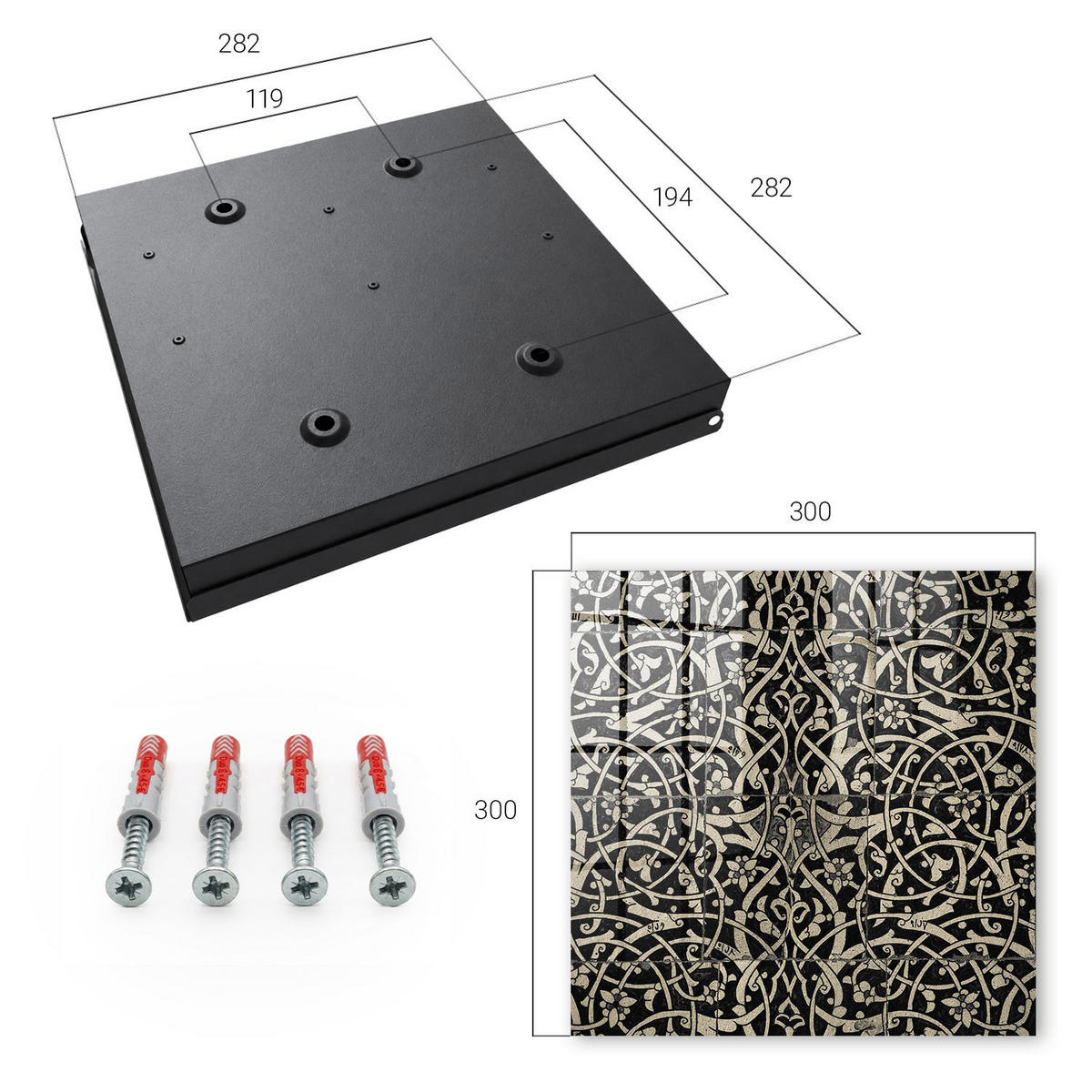 SCHLÜSSELBOX Schwarz 30x30 cm- Türöffnung nach rechts - Dekorative Eleganz - Beige, Metall (30/30/5cm) - TULUP