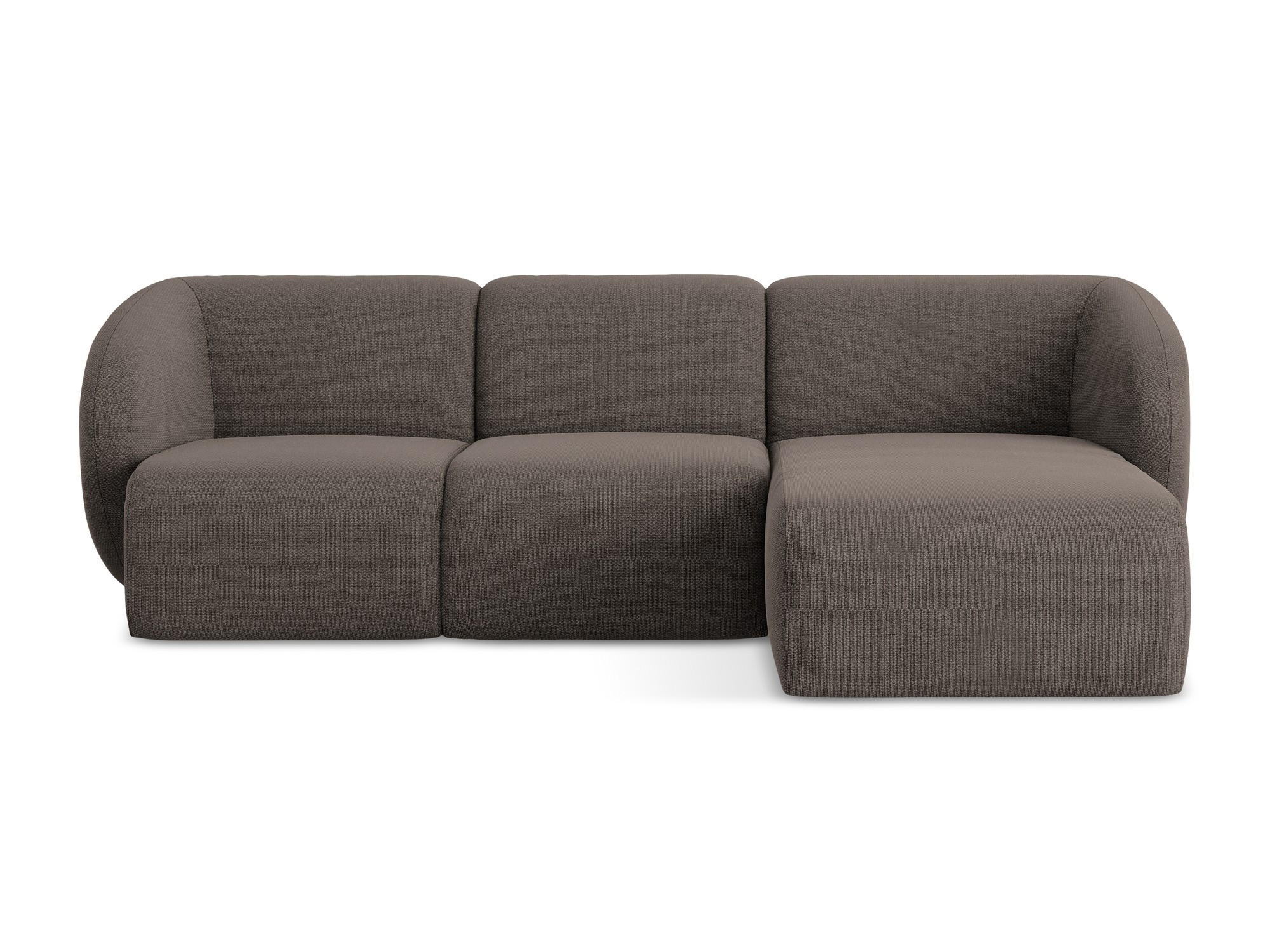 ECKSOFA Rechts Bouclé Stoff Braun - Schwarz/Mokka, Holzwerkstoff/Kunststoff (248/166cm) - Makamii