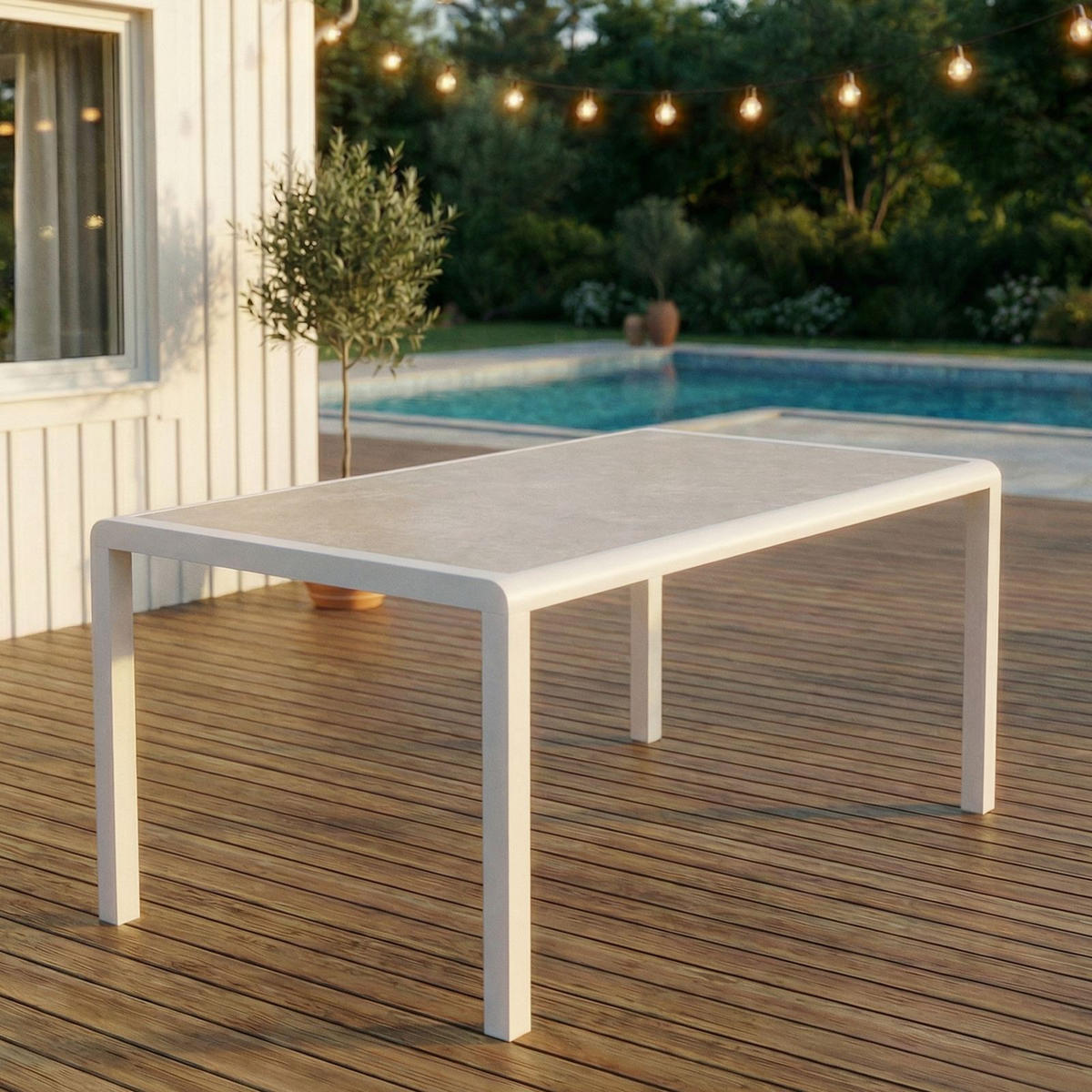 GARTENTISCH TRAPANI grau, weiß - Grau, Glas/Metall (90/160/75cm) - IDIMEX