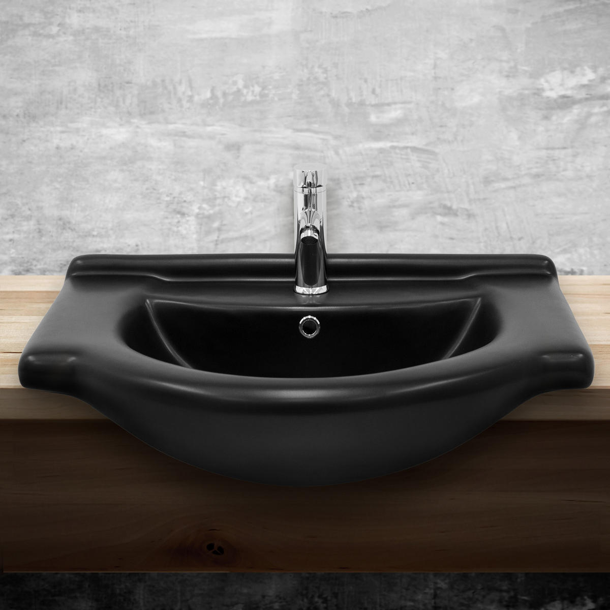 WASCHBECKEN - Schwarz, Keramik (51.5/21.5/67.5cm) - ML-DESIGN