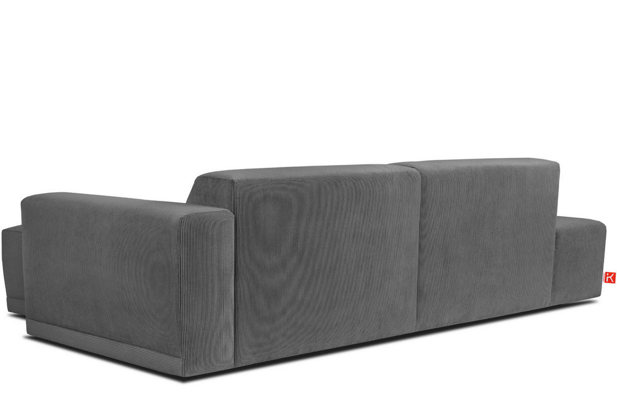 ECKSOFA-RECHTS MUDI in moderner Optik mit hochwertigem Kaltschaum, Cord-Stoff, grau - Schwarz/Grau, Textil (280/160cm) - KONSIMO®