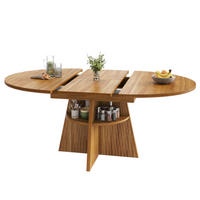 ESSTISCH Ausziehbarer 110-150×110×76 cm aus MDF und Metall mit Säulenfüßen und unterer Ablage, dunkelbraun - Dunkelbraun, Holzwerkstoff (150/110/76cm) - Luhomfu