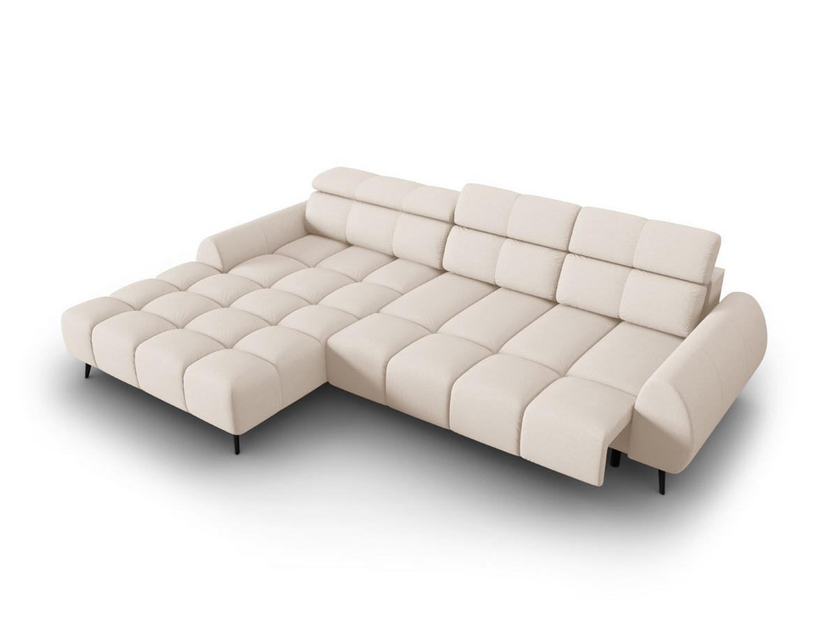 ELEKTRISCHES-ECKSOFA links Alyse aus strukturiertem Stoff leichtes beige 5 Sitzplätze - Beige, Textil (188/295cm) - Micadoni