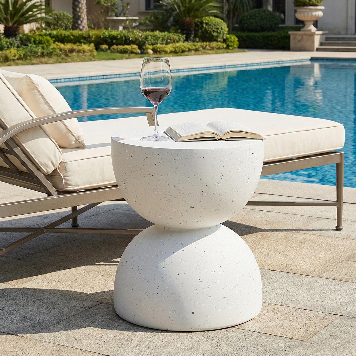 BEISTELLTISCH, MgO, Indoor/Outdoor, Terrazzo Weiß - Weiß, Naturmaterialien (39.5/39.5/45.5cm) - FLIEKS