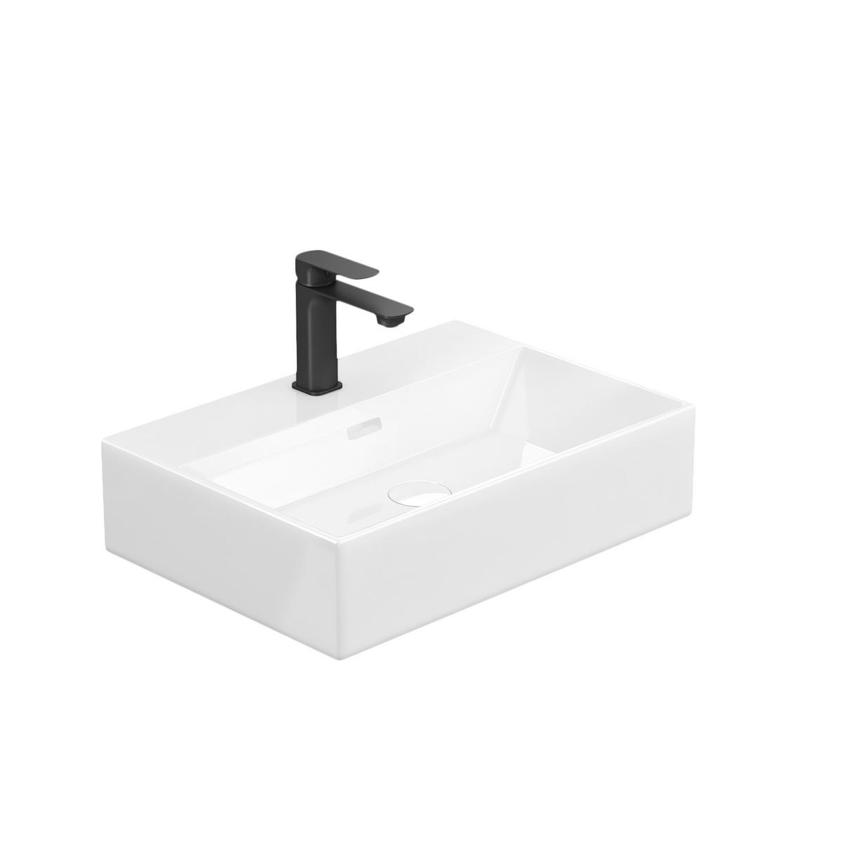 WASCHBECKEN mit Überlauf Weiß 51,5 / 36 / 13 cm - Weiß Hochglanz, Keramik (36.5/13/51.5cm) - EMKE