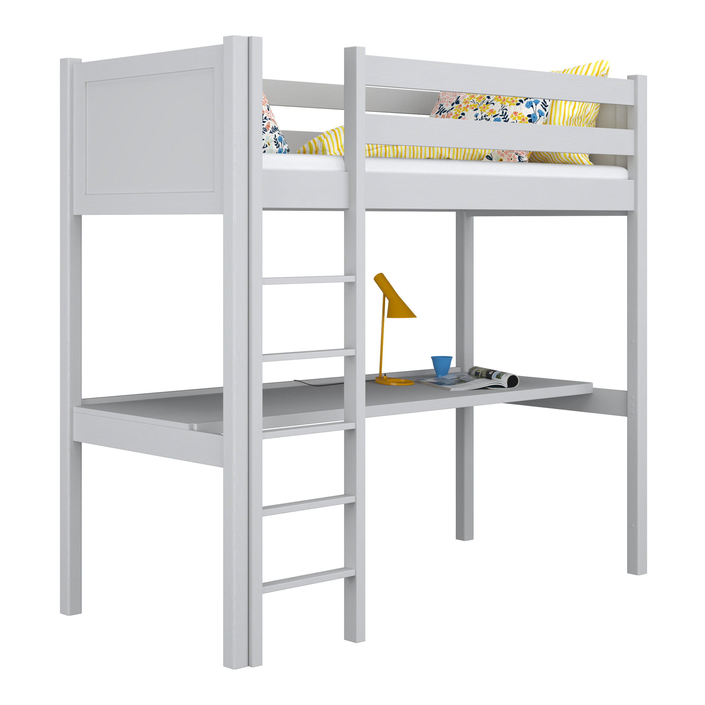 N-Wood Hochbett Grau 90x190 cm