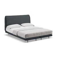 POLSTERBETT Doppelbett mit Matratze Bouclé Stoff Grau - Dunkelgrau/Schwarz, Textil/Metall (140/200cm) - Makamii