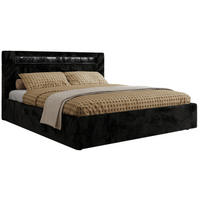 POLSTERBETT GOLD 5 CLASSIC 200/200 - Schwarz Plüsch - ohne Matratze - Schwarz, Textil (200/200cm) - MKS