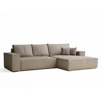 ECKSOFA MIT SCHLAFFUNKTION Maze Dunkelbeige Samtstoff - Beige/Schwarz, Holz/Holzwerkstoff (294/185cm) - Maison de Reve