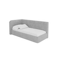 EINZELLBETT Jugendbett mit Bettkasten und Matratze H3/H4, Rechts - AURY 80x200 Grau - Silberfarben, Holzwerkstoff/Textil (80/200cm) - ALTDECOR