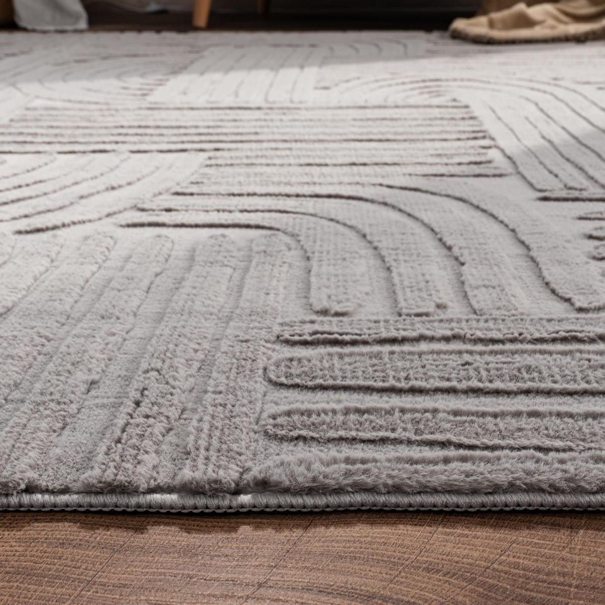 TEPPICH Kurzflor waschbar Unifarben Struktur Wohnzimmer schmutzabweisend Grau Rechteckig 80x150 - Grau, Textil (80/150cm) - KADIMA DESIGN
