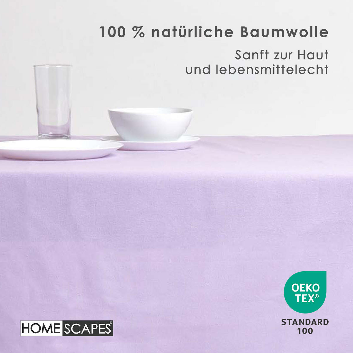 TISCHDECKE flieder 137/228 cm, 100% Baumwolle - Flieder, Textil (137/228cm) - Homescapes