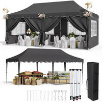 PAVILLON 3x6 m Dunkelgrau mit 6 Seitenteilen - Dunkelgrau, Textil/Metall (600/300cm) - Kaket