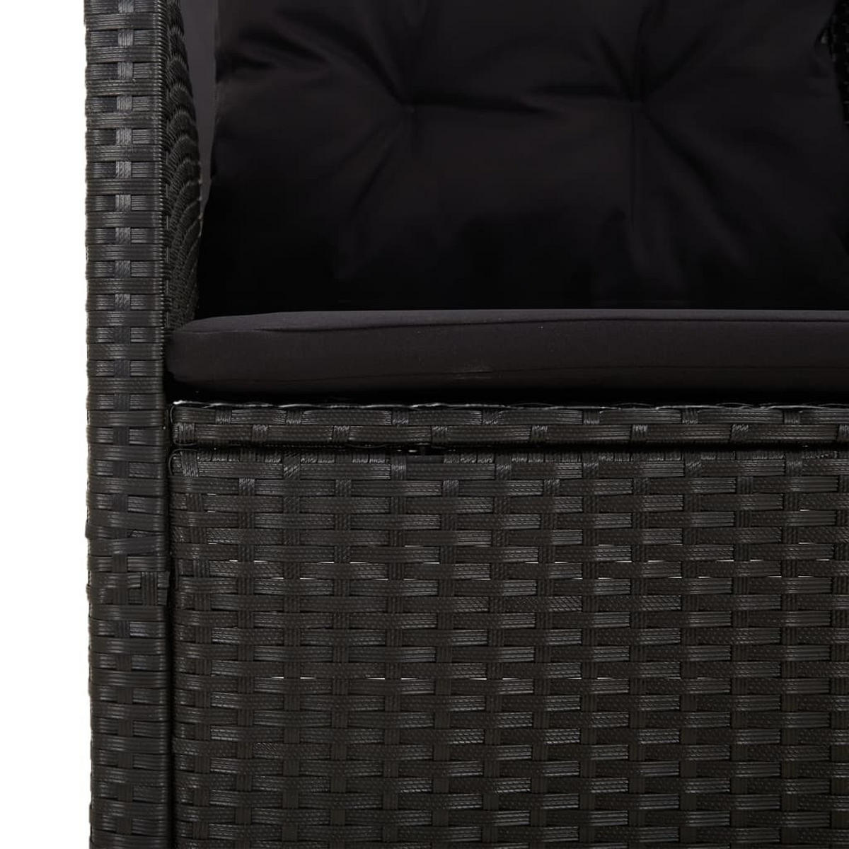 GARTENBANK Mit Liegefunktion & Kissen Schwarz 173Cm Poly Rattan - Schwarz, Kunststoff (173/95/62cm) - vidaXL