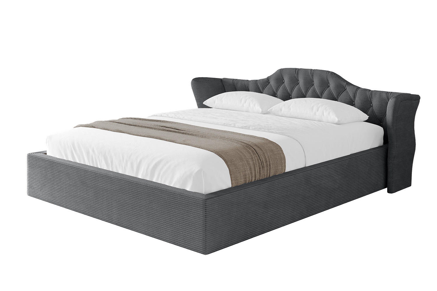 POLSTERBETT mit Bettkasten und Lattenrost, Boxbett ohne Matratze - ZORAN-V1 180x200 Dunkelgrau - Anthrazit, Holzwerkstoff/Textil (180/200cm) - ALTDECOR