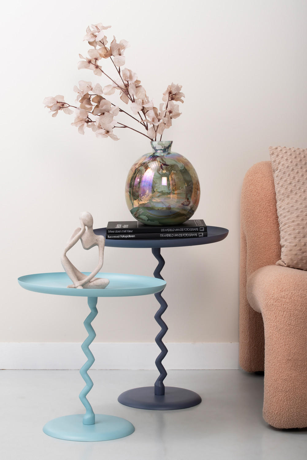 BEISTELLTISCH Zig Zag 44/44/52 cm - Blau, Metall (44/44/52cm) - Leitmotiv