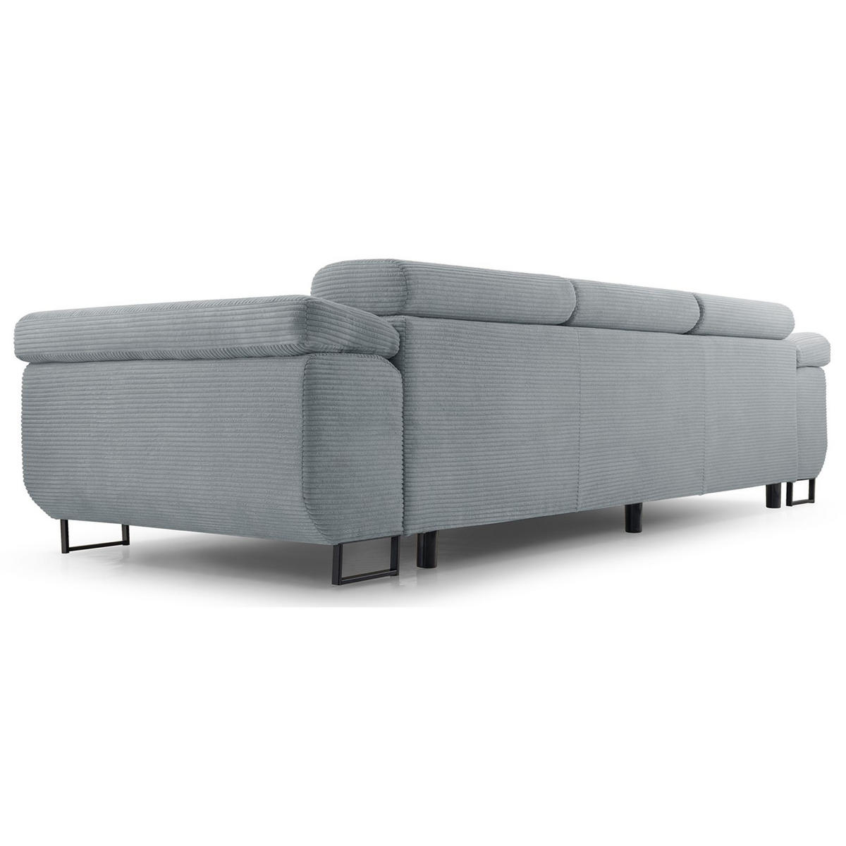 3-SITZER SOFA Capurso Hellgrau Cord - Hellgrau/Schwarz, Textil/Metall (274/90/98cm) - Selsey