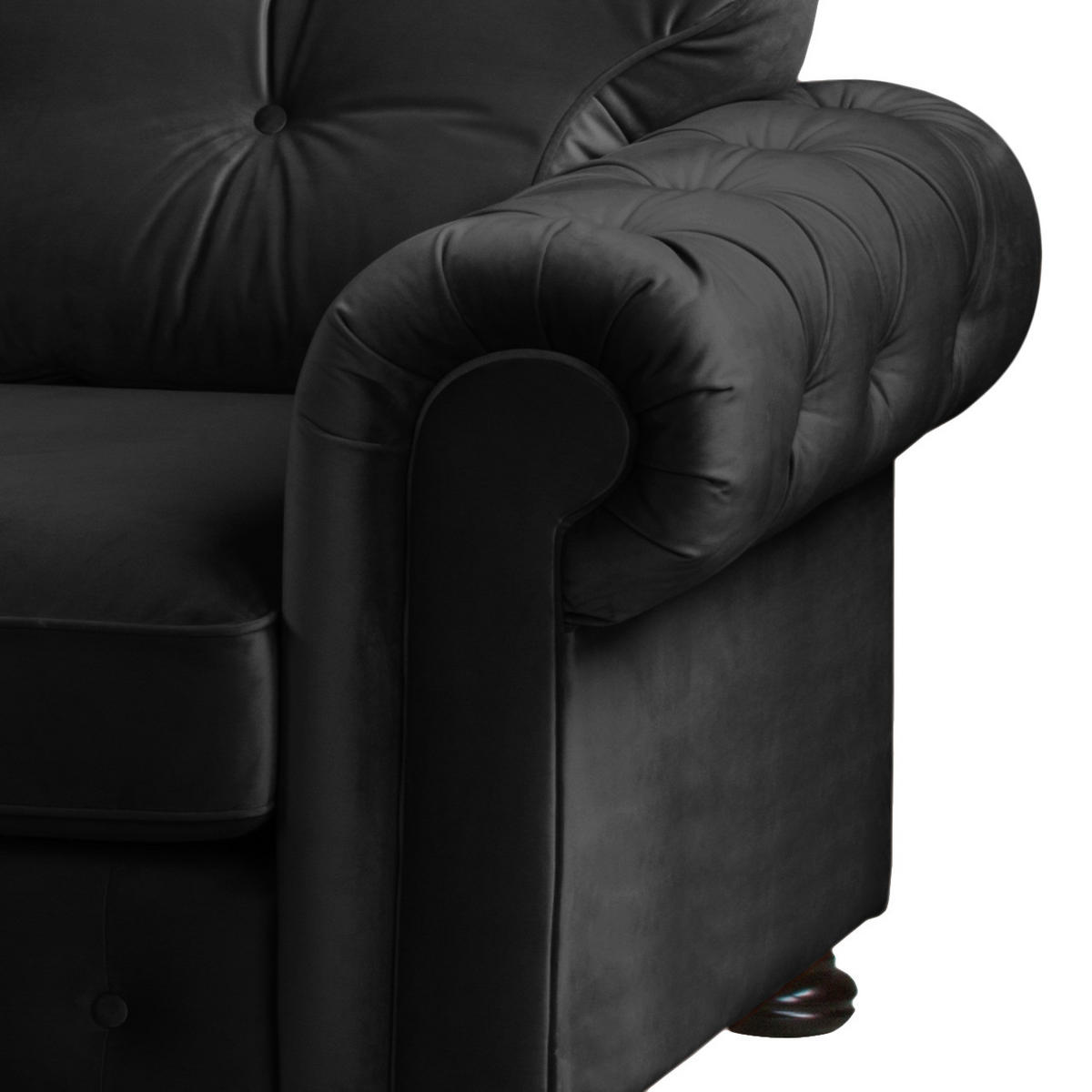 ECKSOFA mit Longchair - Samt - Anthrazit, Textil (302/166cm) - home24