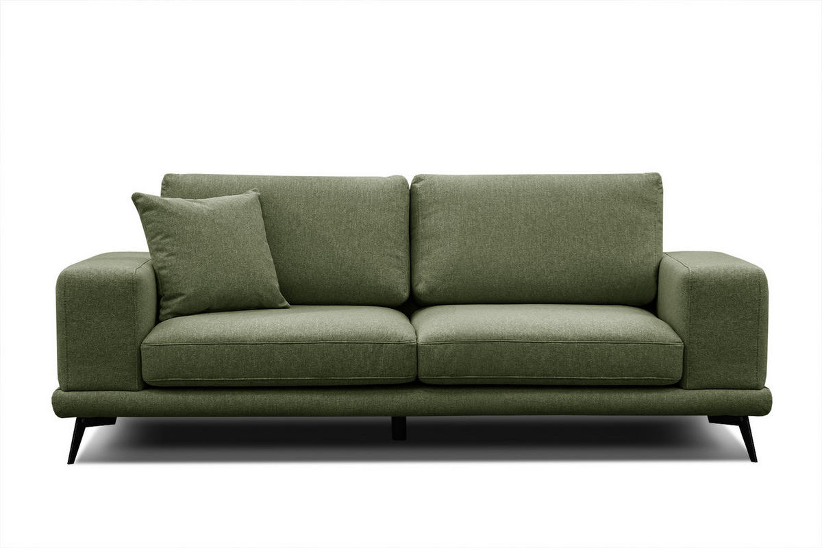SOFA MEDIOLANE 3-Sitzer, olivgrün - Olivgrün, Holzwerkstoff/Textil (233/87/96cm) - Courtois Laville