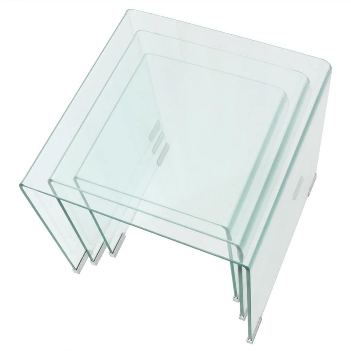 COUCHTISCHSET 30-42/30-42/36-41,5 cm 3-tlg. aus Gehärtetem Glas Transparent U-Form - Transparent, Glas (42/42/41.5cm) - vidaXL