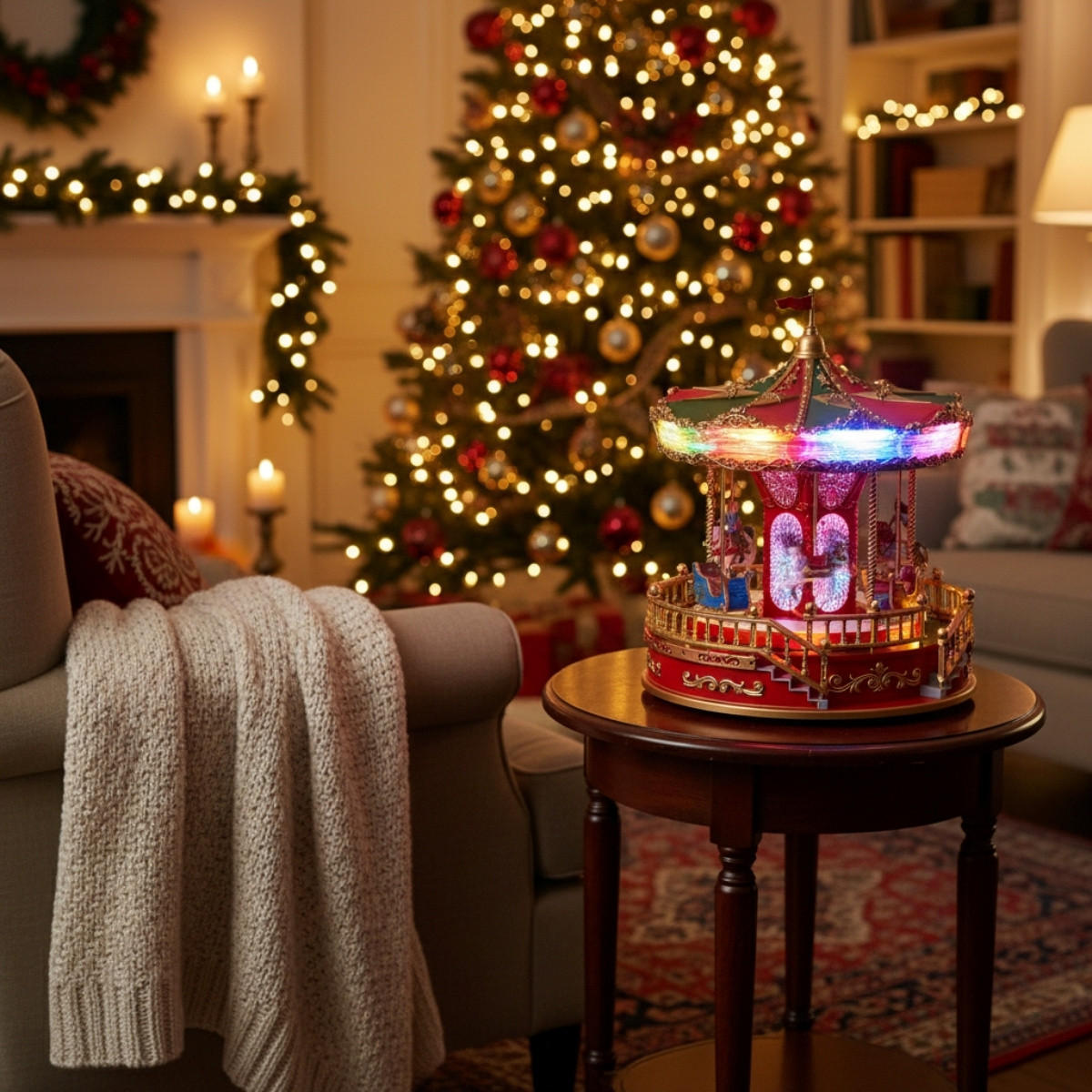 LED-KARUSSELL Weihnachten 23/28 cm - Multicolor, Kunststoff (23.2/28.3/23.2cm) - Home Styling Collection