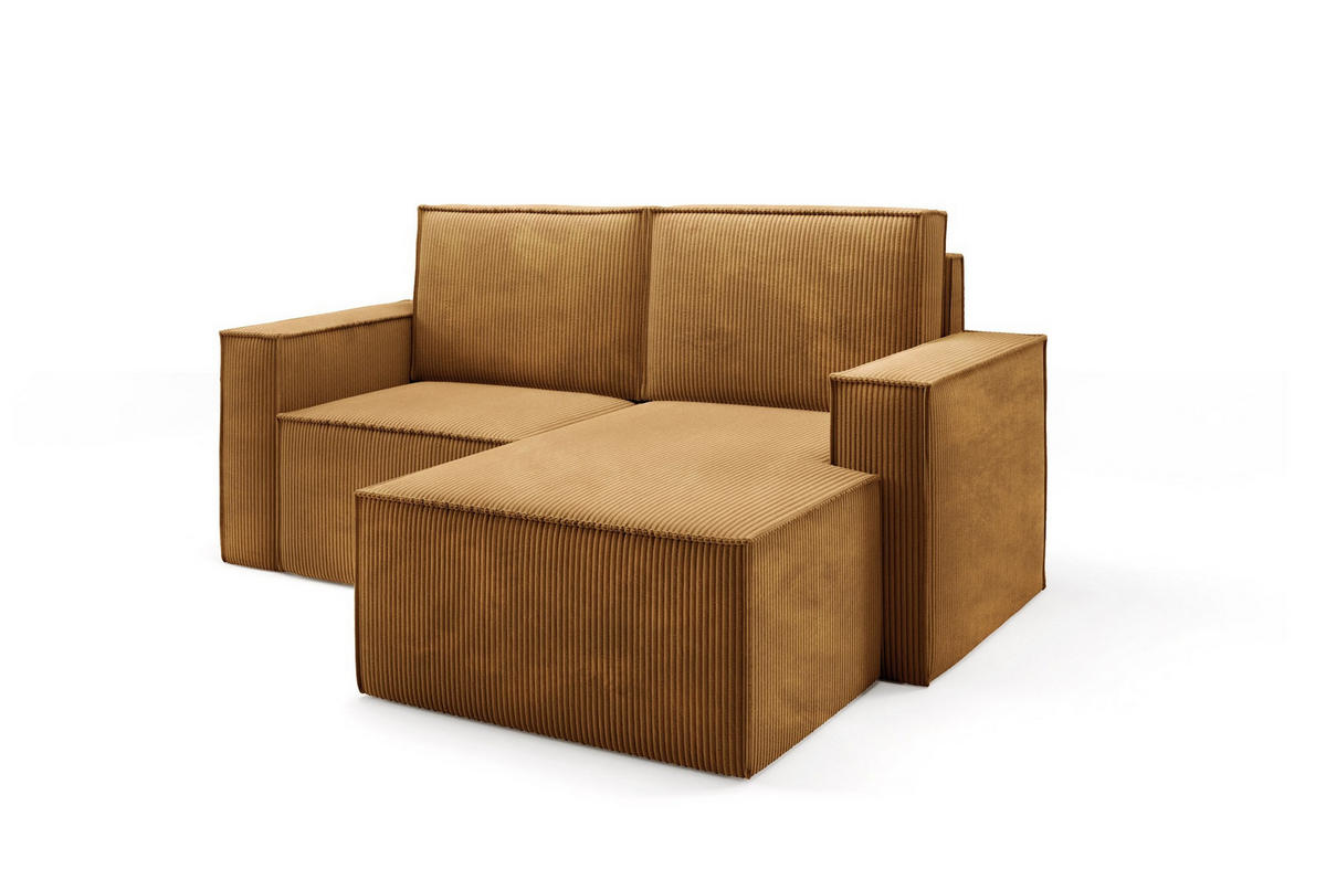 ECKSOFA Orto Gelb, Zweisitzer Kordecksofa linke seite - Gelb, Holzwerkstoff/Textil (180/141cm) - Bettso