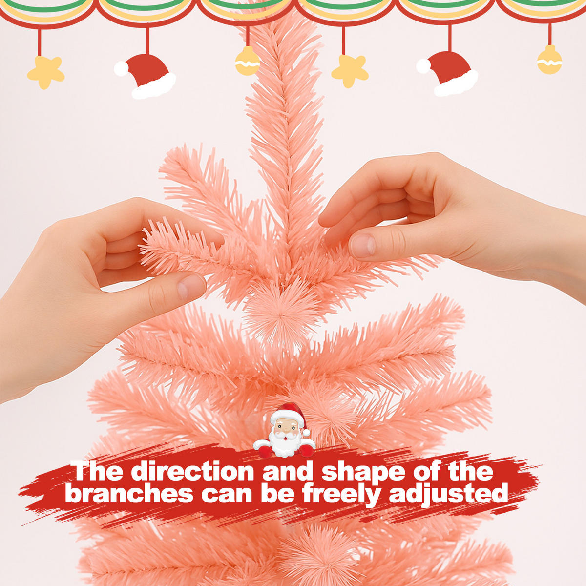 WEIHNACHTSBAUM Elowynth 30/30/60 cm - Pink, Kunststoff (60cm) - ZMH