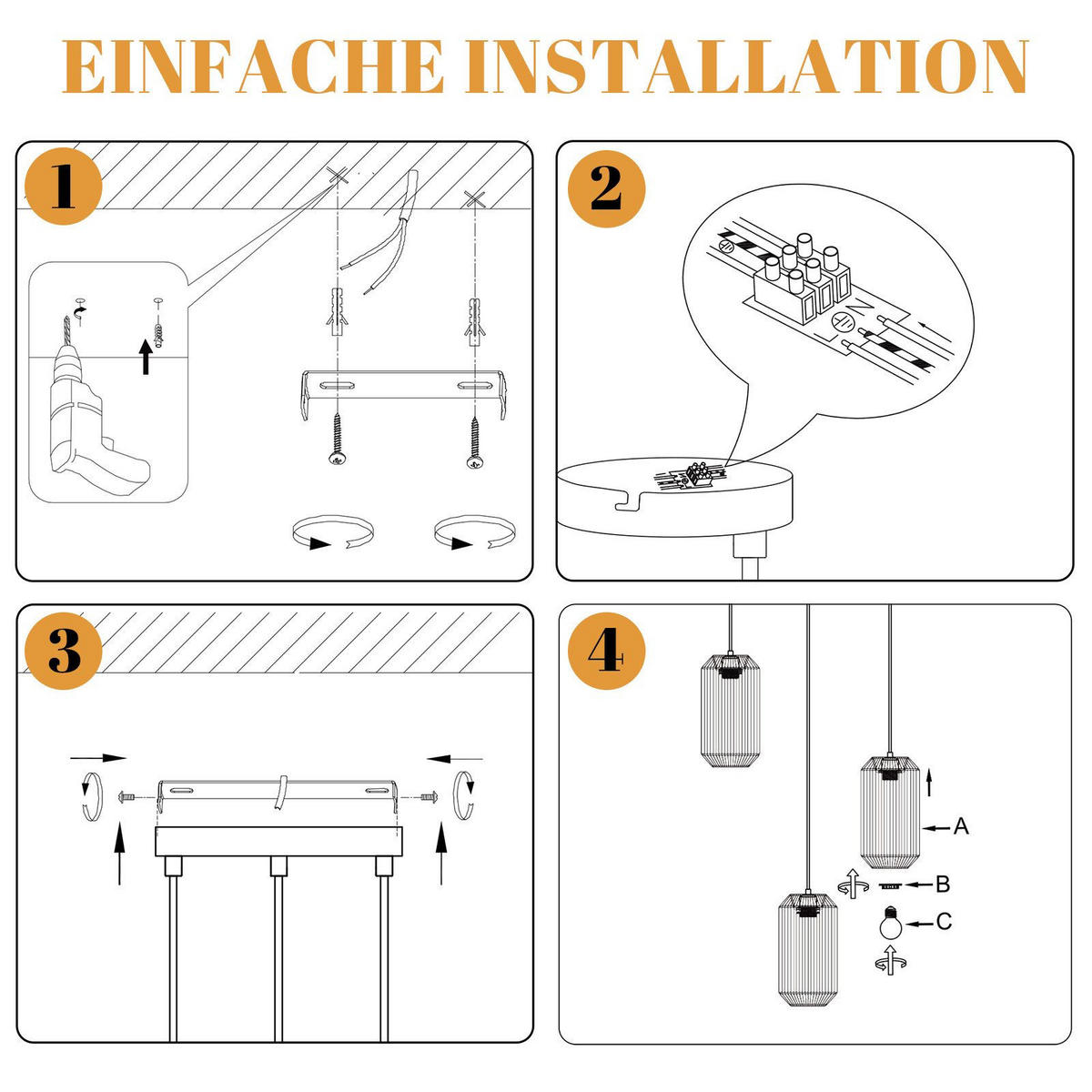 PENDELLEUCHTE BERLINCHEN Ⅲ 30/30/150 cm - Schwarz, Metall (30/30/150cm) - Nettlife