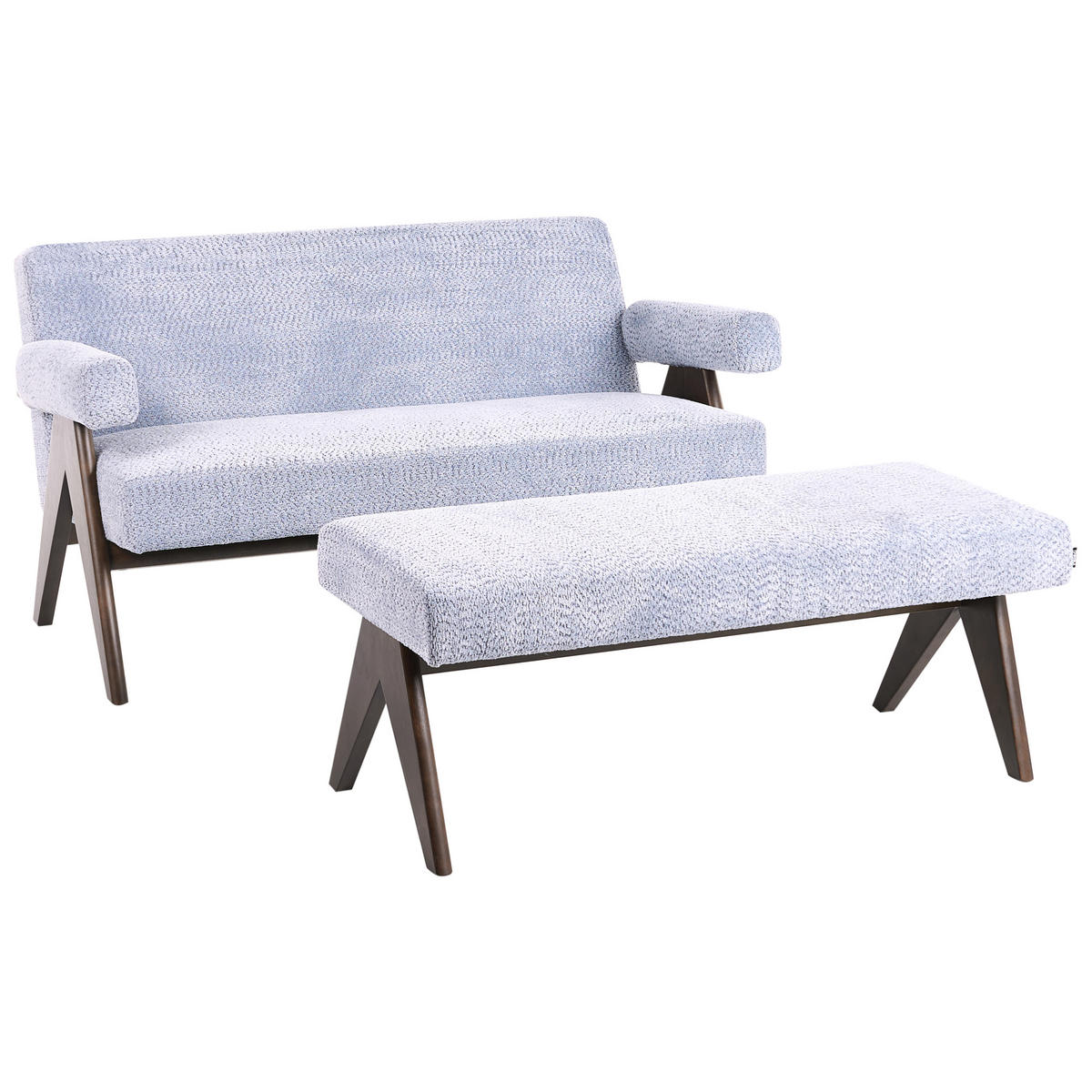 SOFA-SET Chenillegewebe Hellblau/Dunkelbraun Tamre - Hellblau, Textil (148/79/78cm) - Beliani