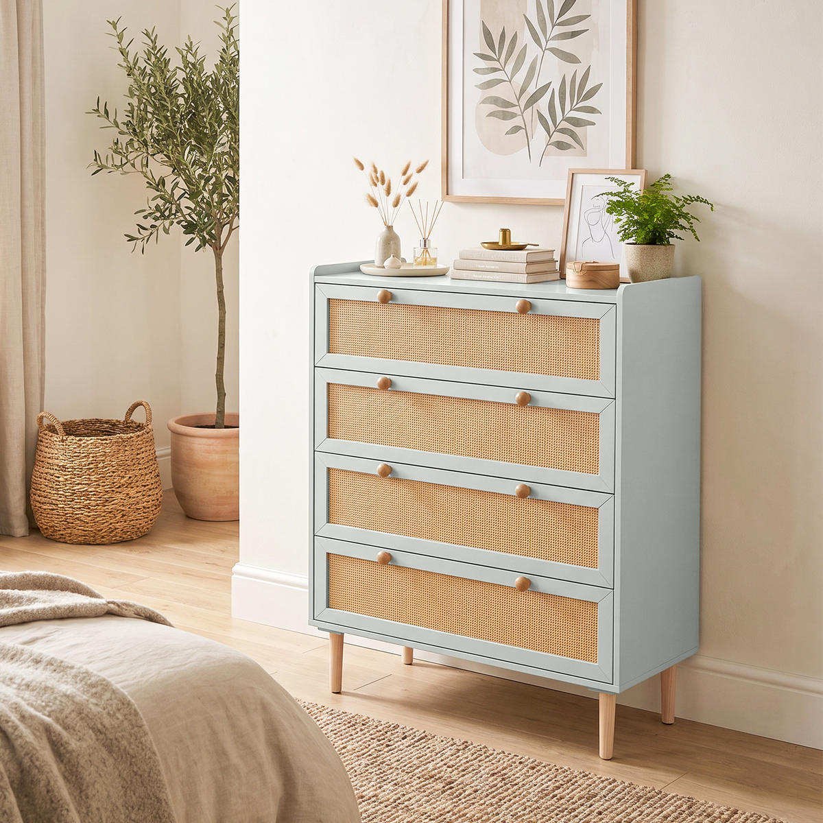 KOMMODE MDF Kiefernholz Salbeigrün - Salbeigrün/Naturfarben, Holz/Holzwerkstoff (40/109.2/80cm) - HOMCOM