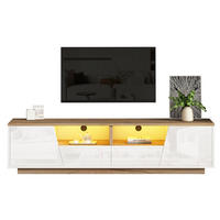 TV-SCHRANK mit LED 180 x 40 x 46 cm Hochglanz Weiß Holzoptik - Weiß, Holzwerkstoff (40/46/180cm) - Beauniv