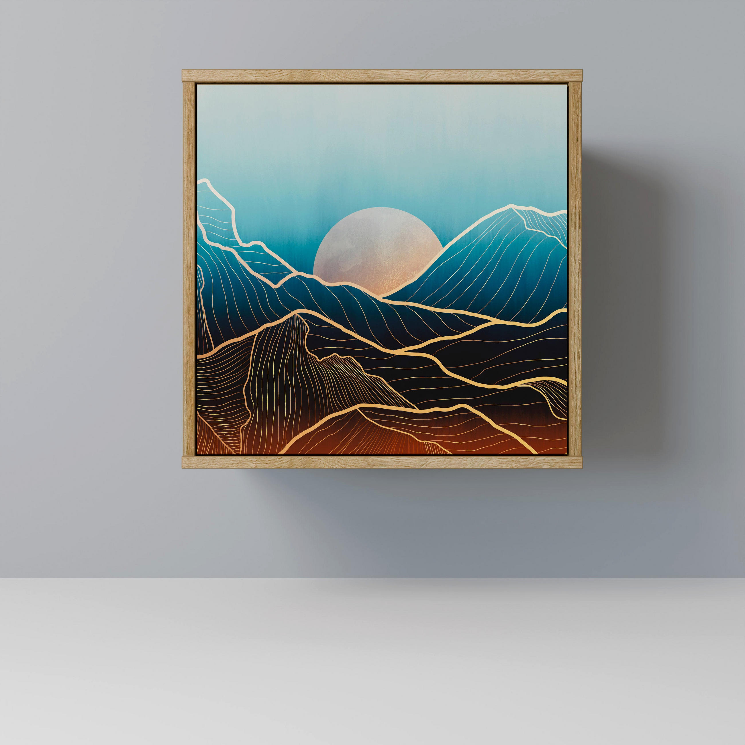 SIDEBOARD LUNAR SECRETS, Eichefarben, 57,5x42x57,5 cm, Ohne Füße - Eichefarben/Multicolor, Holzwerkstoff (57.5/57.5/42cm) - SpaceRebels