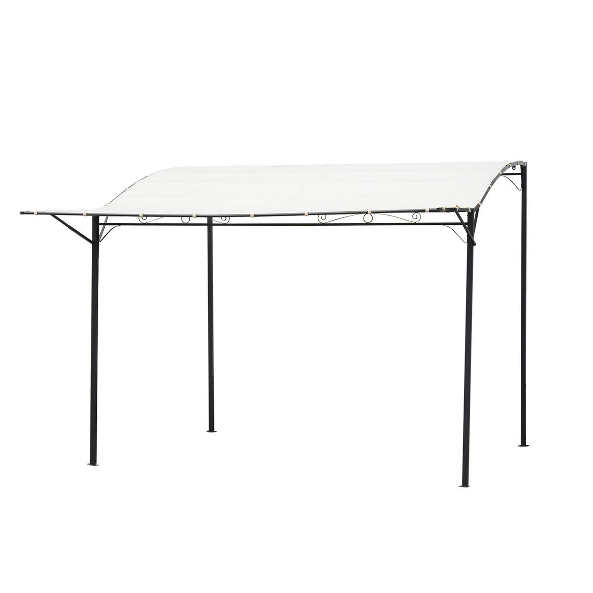 PAVILLON mit klappbarer Dacherweiterung, wetterfest, 3 x 2,5 m, moderner Gartenpavillon für Terrasse und Outdoor, Cremeweiß - Creme, Metall (300/250/250cm)