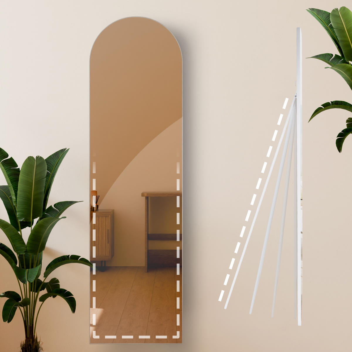 STANDSPIEGEL Malaga Glas Weiß matt Ganzkörperspiegel - Weiß, Glas (40/140/3cm) - DELUKE