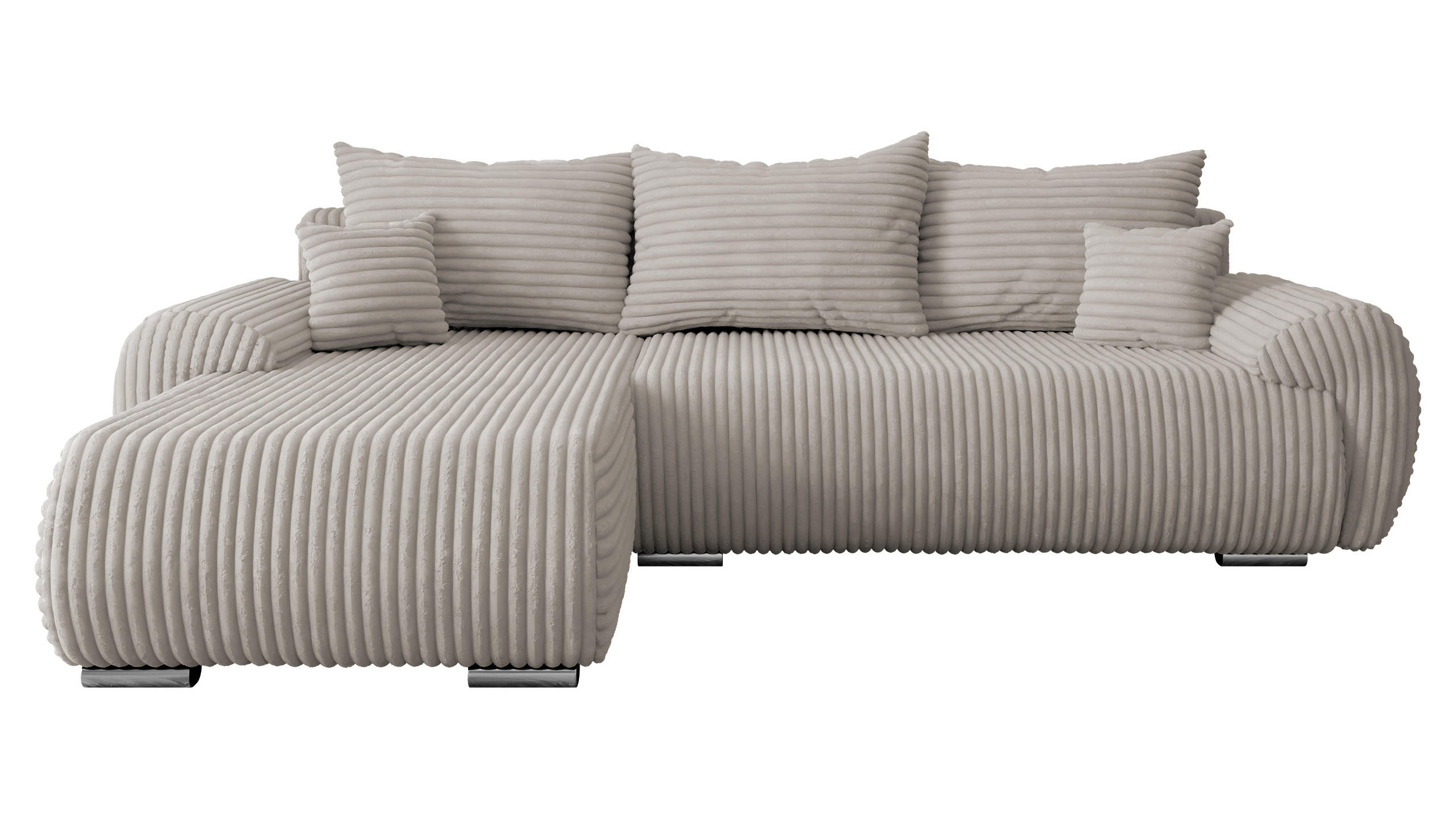 ECKSOFA Ubo L Cord, Seite: Links - Hellbraun/Silberfarben, Holz/Kunststoff (282/187cm) - MIRJAN24