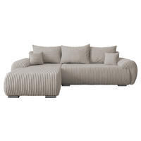 ECKSOFA Ubo L Cord, Seite: Links - Hellbraun/Silberfarben, Holz/Kunststoff (282/187cm) - MIRJAN24