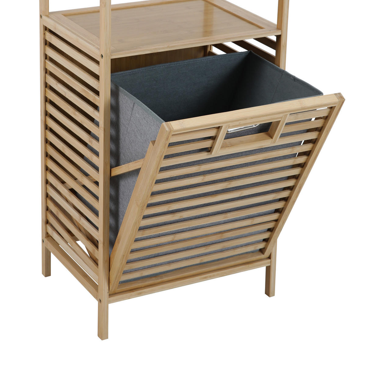 BADREGAL Puvi mit Wäschekorb - Hellbraun, Holz (44/96/33cm) - SVITA